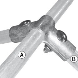 Kryssklämma vinkel 120°, A¾" x B¾" med 2 bult M10x40 pris/25st/paket